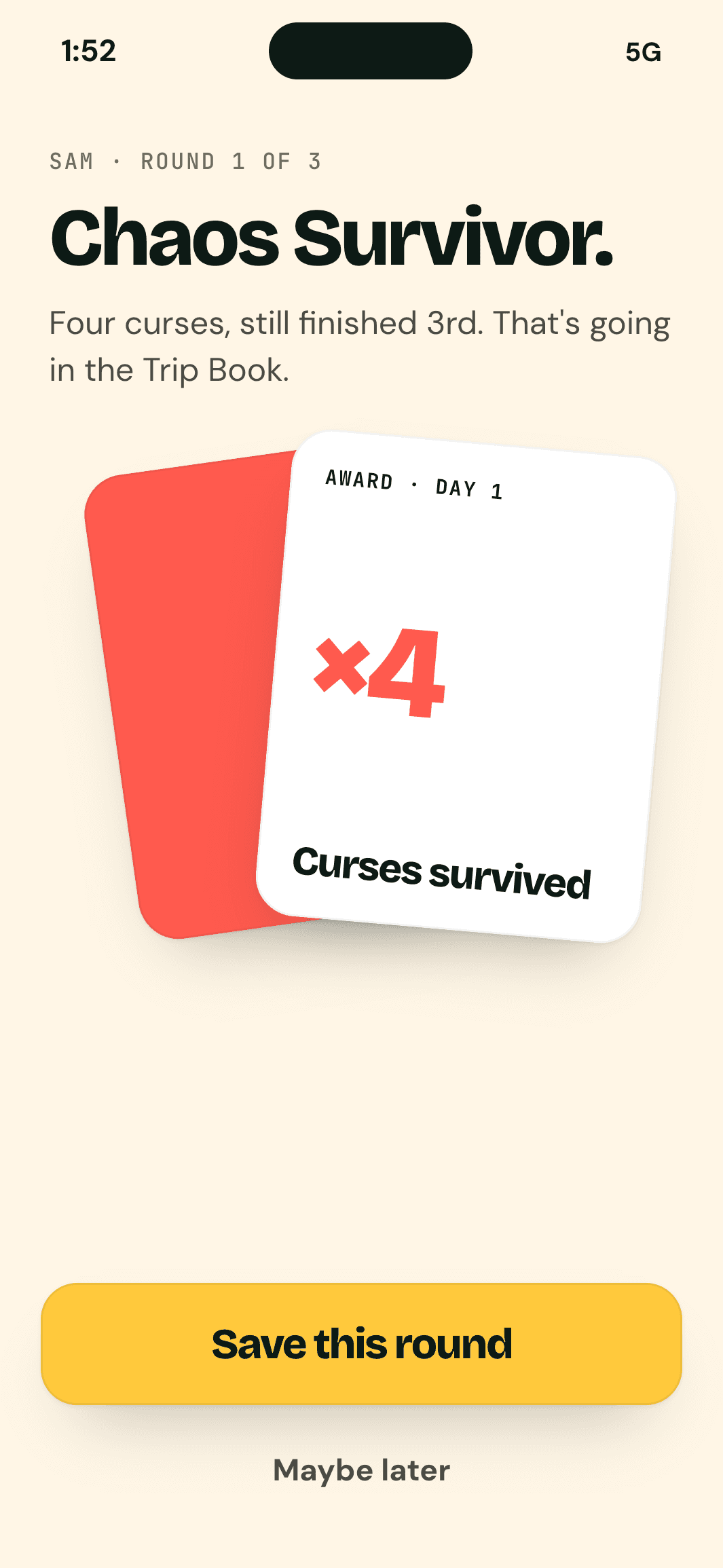 Guest award after the round: Chaos Survivor, four curses survived